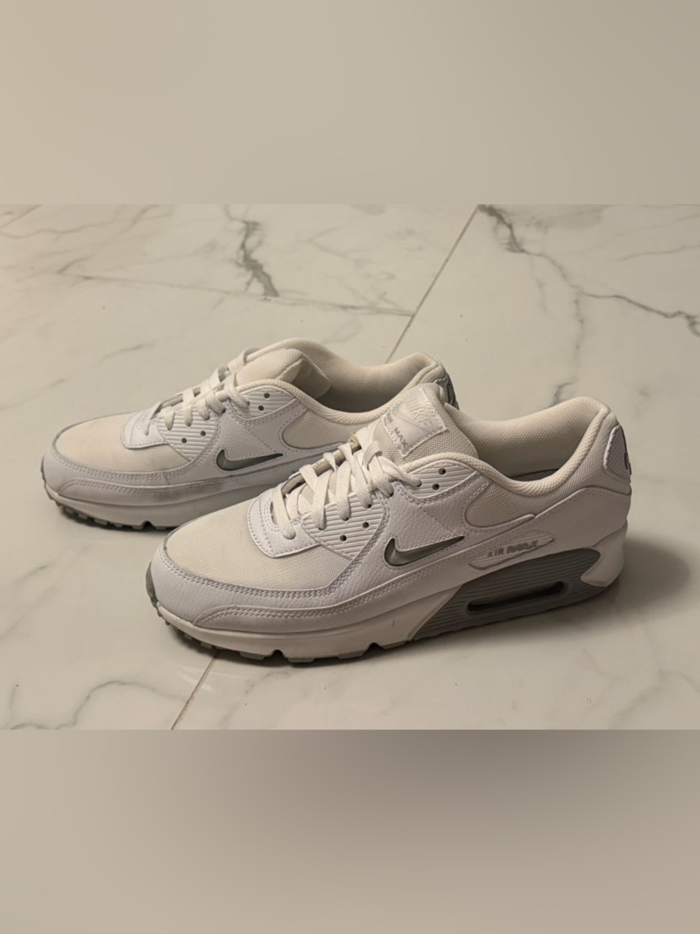 Nike Air Max 90 “White Jewel” Men’s Size 12 White Silver Sneakers
